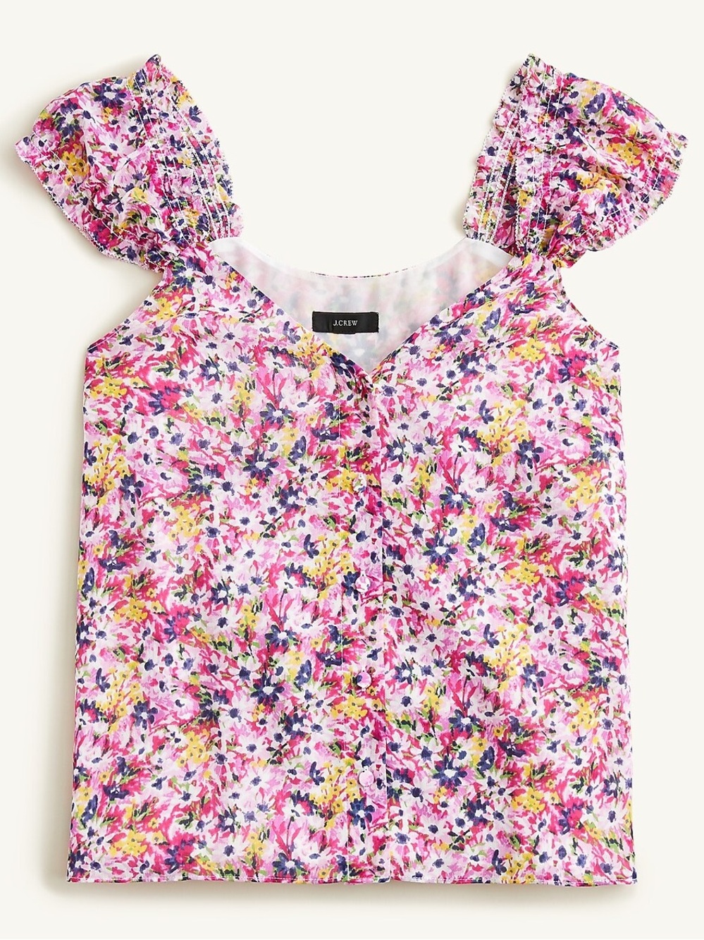 J. Crew Like New! Super Sweet Pink Floral Ruffle-Sleeve Camisole